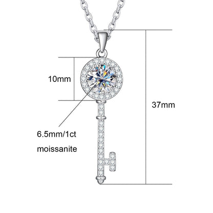 Moissanite Diamond Key Pendant Necklace