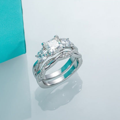 Princess Cut Moissanite Diamond Ring Wedding Band UK