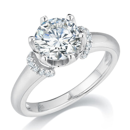 2 Carat Moissanite Diamond Engagement Ring Sterling Silver