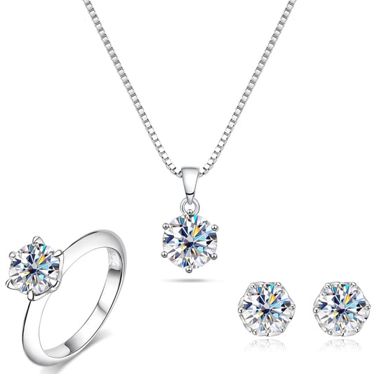 4 cttw moissanite set ring necklace stud earrings holloway jewellery