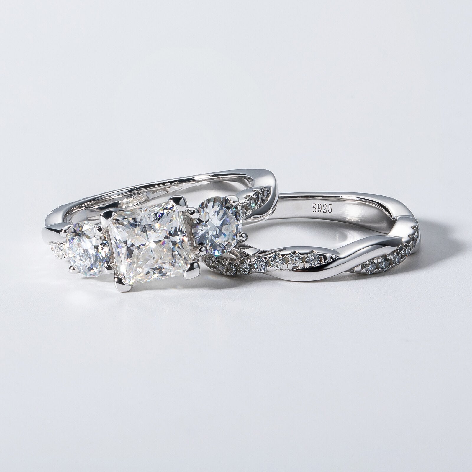 Sterling Silver Moissanite Diamond Ring Set Canada