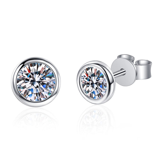 Moissanite Diamond Stud Earrings Sterling Silver