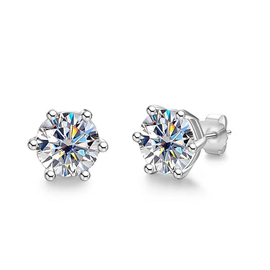 0.5ct (5mm) * 2pcs total 1cttw moissanite stud earrings white gold plated