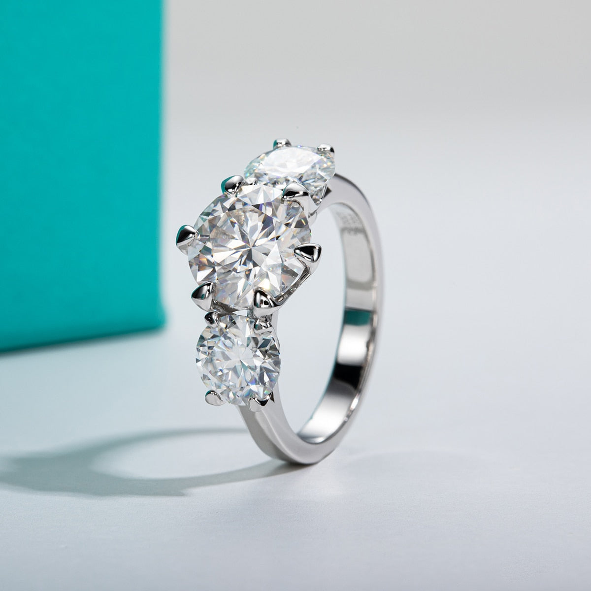 Holloway Jewellery UK Moissanite Diamond Three Stone Ring 