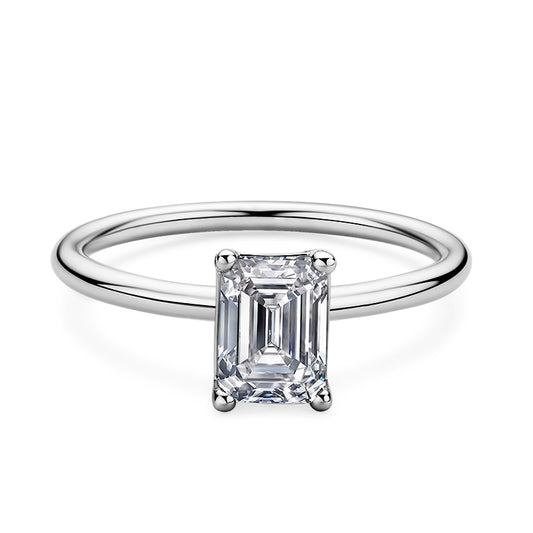 1.0ct Solitaire Emerald Cut Moissanite Diamond Engagement Ring