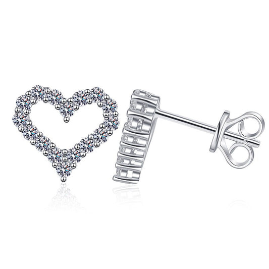 Heart Shape Moissanite Diamond Earrings Sterling Silver