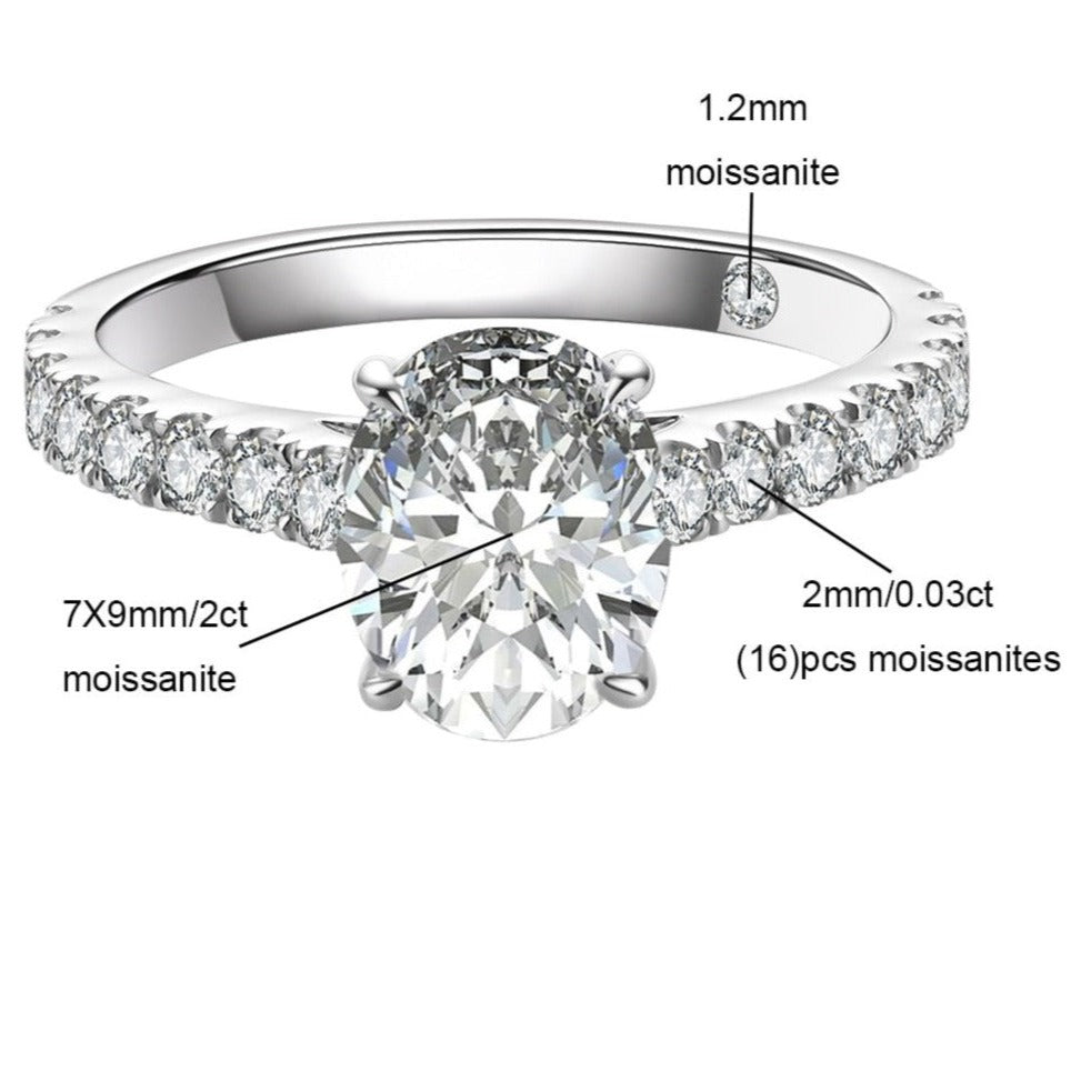 2 Carat Oval Cut Moissanite Engagement Ring