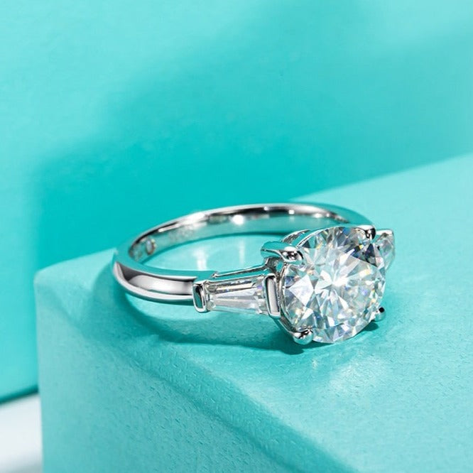 Moissanite Diamond Engagement Ring Sterling Silver US