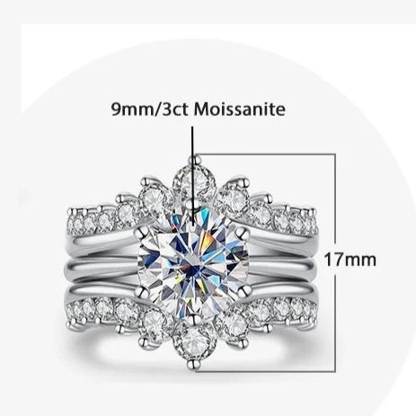 Moissanite Diamond Engagement Ring Wedding Ring Set Sterling Silver