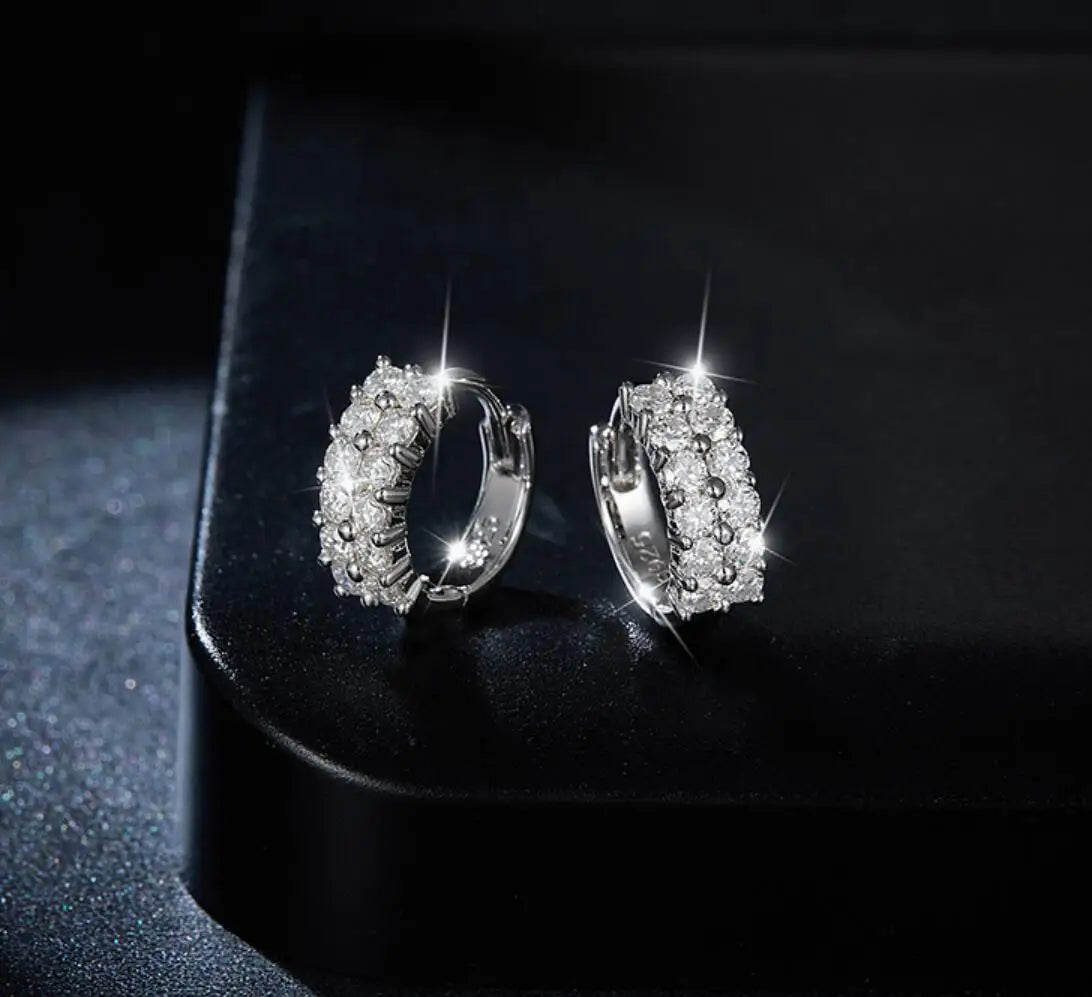 Sterling Silver Moissanite Diamond Hoop Earrings