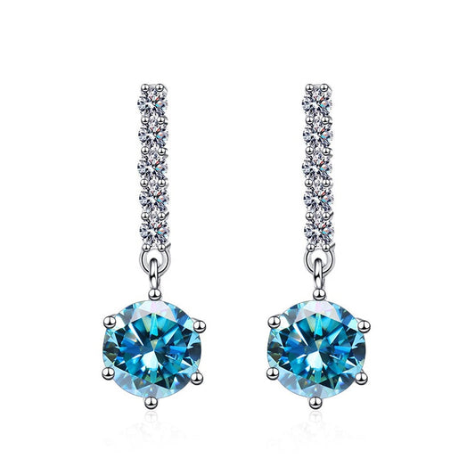 Moissanite Diamond Dangle Drop Earrings Sterling Silver UK