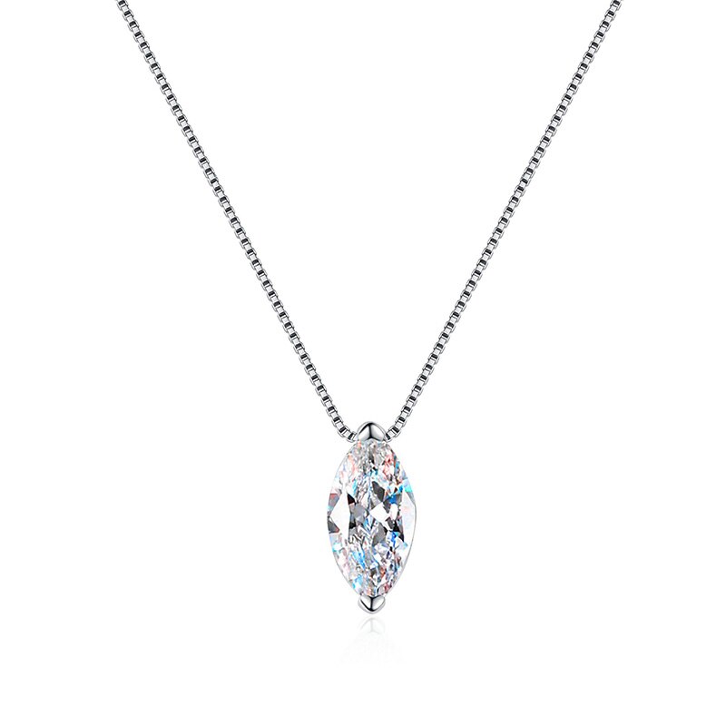 1 Carat Marquise Cut Moissanite Diamond Necklace Pendant Sterling Silver