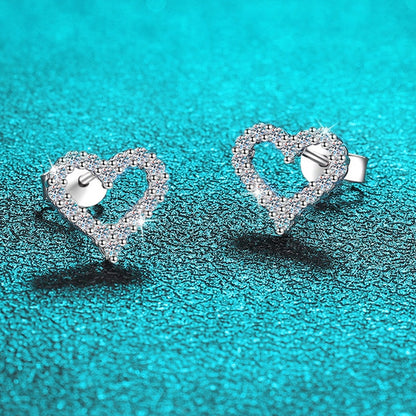 Sterling Silver Heart Shape Moissanite Diamond Earrings Canada
