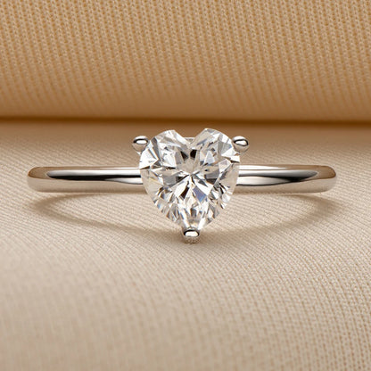 1ct Heart Shape Moissanite Diamond Solitaire Ring