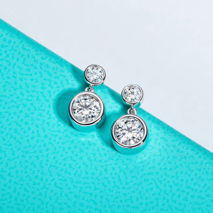 Moissanite Diamond Drop Stud Earrings Sterling Silver