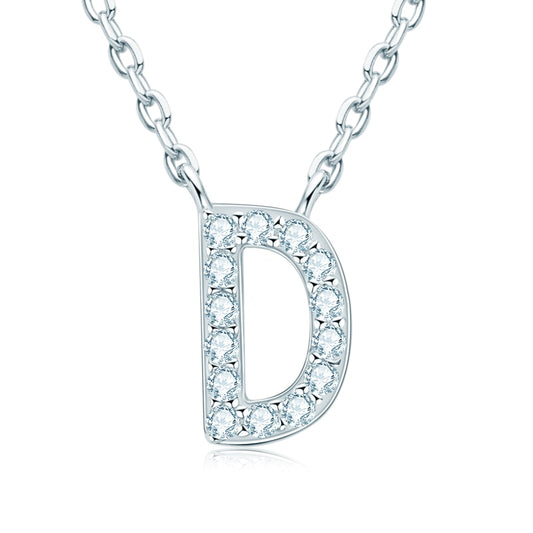 Initial Letter Moissanite Sterling Silver Pendant Initial Necklace NZ