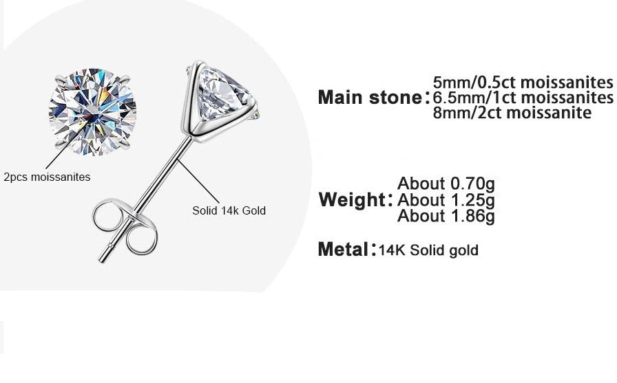 14k gold stud earrings moissanite diamond holloway jewellery Australia