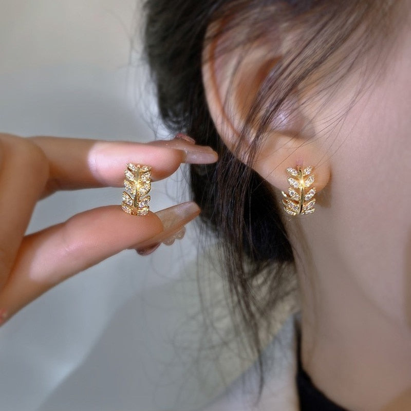 Holloway Jewellery US Moissanite Diamond Hoop Leaf Earrings
