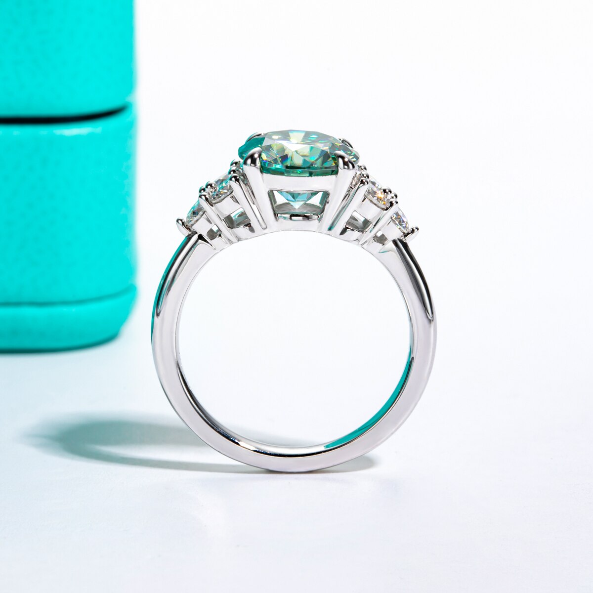 Free Shipping US Green Moissanite Diamond Ring