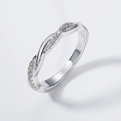 1.3mm Moissanite Wedding Band 925 Sterling Silver Half Eternity Ring