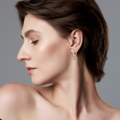 Moissanite Diamond Bezel Set Hoop Earrings USA
