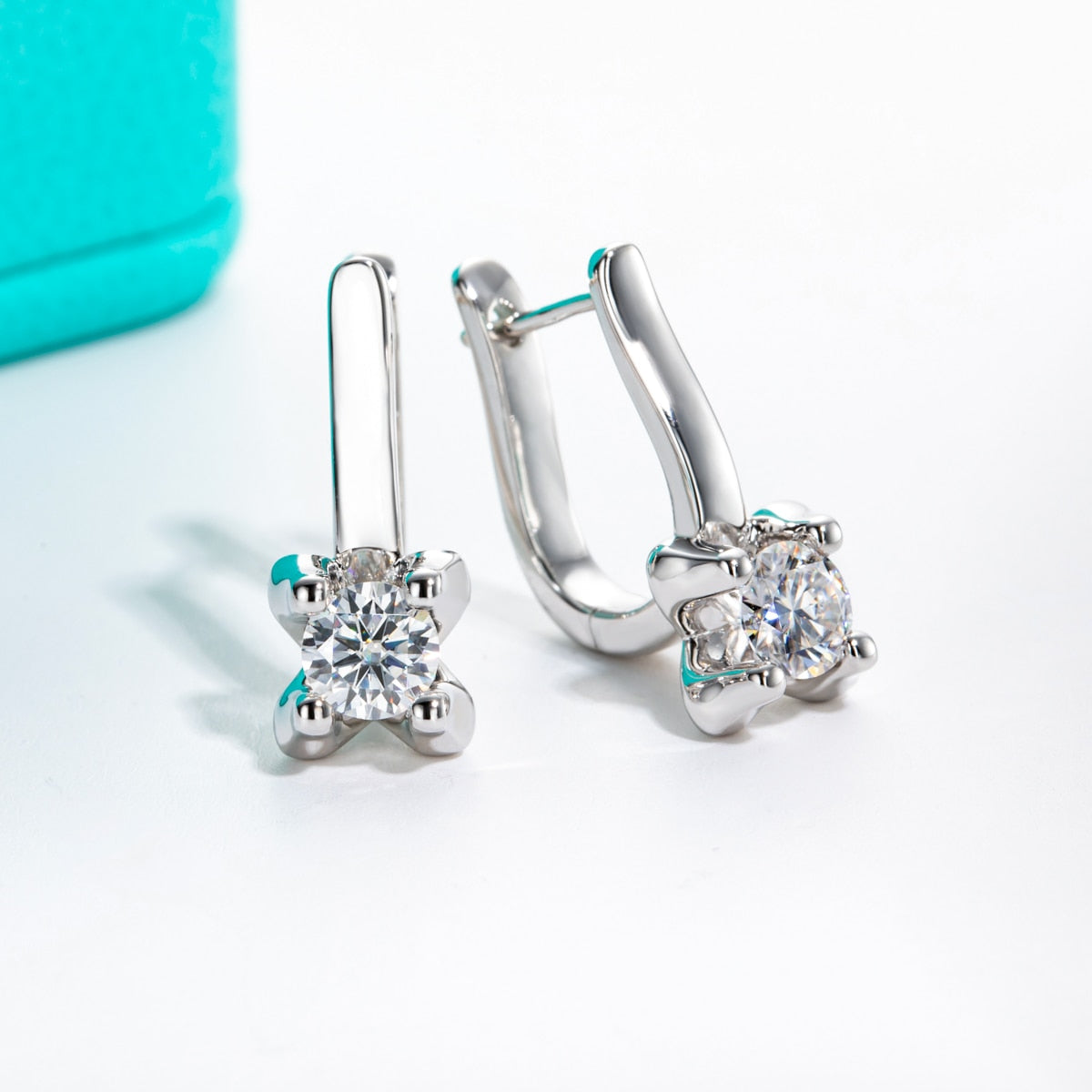 Moissanite Diamond Huggie Hoop Earrings