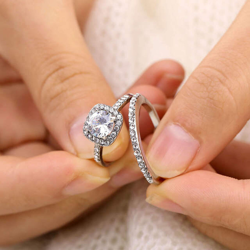 Moissanite Diamond Ring Set Wedding Engagement UK