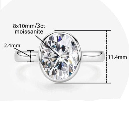 3 Carat Oval Moissanite Diamond Engagement Ring