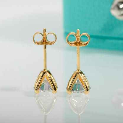 2 Carat Yellow Gold Moissanite Diamond Stud Earrings