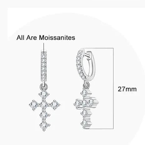 Holloway Jewellery UK Moissanite Diamond Cross Drop Earrings