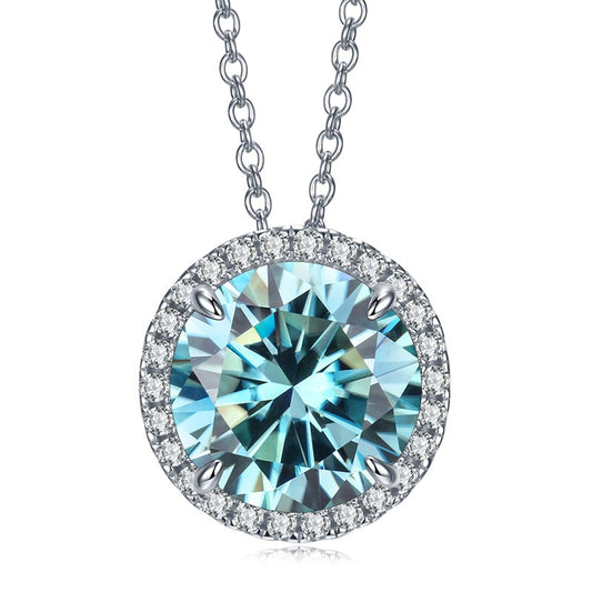 Blue Moissanite Diamond Sterling Silver Pendant Necklace New Zealand
