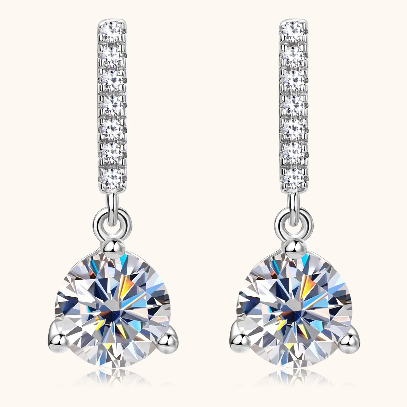 Holloway Jewellery NZ 1 Carat Dangle Drop Moissanite Diamond Earrings