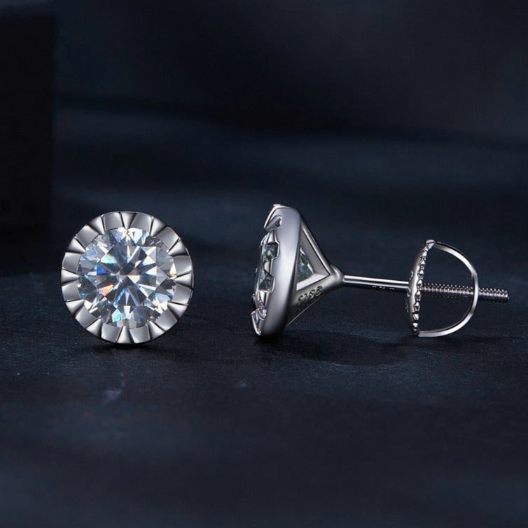 Moissanite Diamond Stud Earrings Sterling Silver