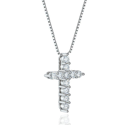 Moissanite Diamond Sterling Silver Cross Pendant UK