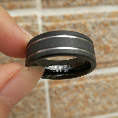 Tungsten Carbide Black Mens Ring Free Shipping UK