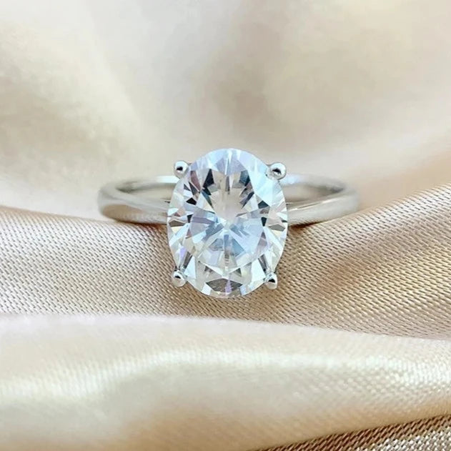 Oval Shape Solitaire Ring Moissanite Holloway Jewellery