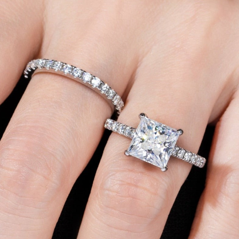 Princess Cut Moissanite Diamond Ring Set Holloway Jewellery US