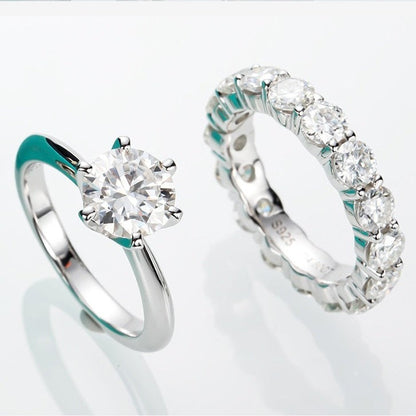 2ct moissanite diamond ring with eternity ring moissanite diamonds Holloway Jewellery UK
