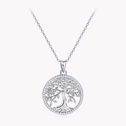 Tree Of Life Moissanite Diamond Pendant Necklace Sterling Silver Mens Womens