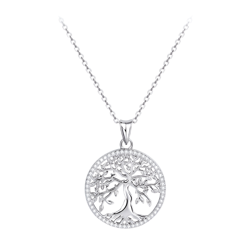 Tree of life sterling silver moissanite diamond necklace