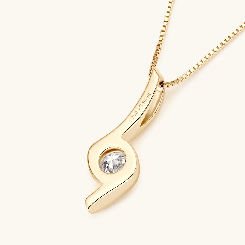 Gold Necklace 1ct Moissanite UK Holloway Jewellery