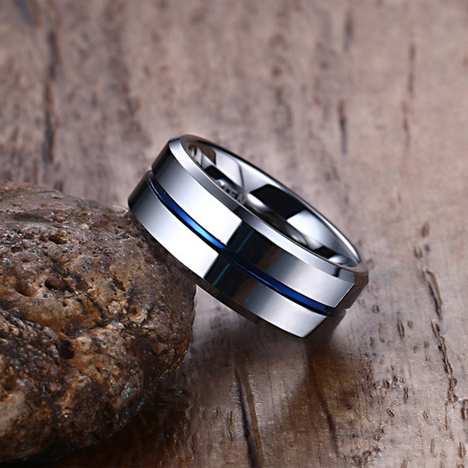 Tungsten blue line 2025 wedding bands