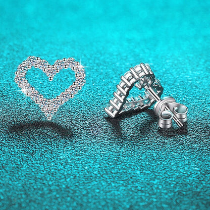 Free Shipping NZ Heart Moissanite Diamond Earrings