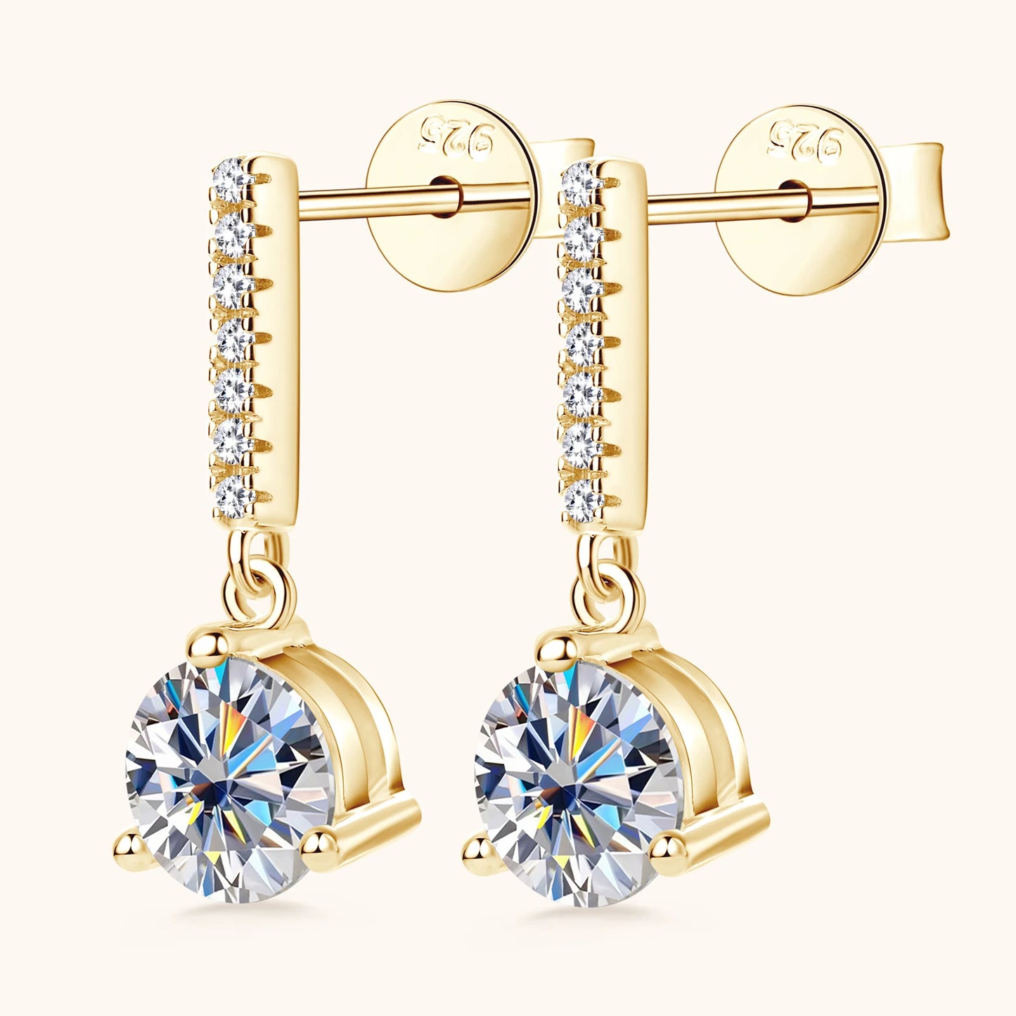 1 Carat Dangle Drop Moissanite Diamond Earrings