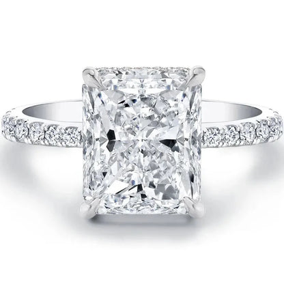 4ct Radiant Cut Moissanite Diamond Engagement Ring Sterling Silver