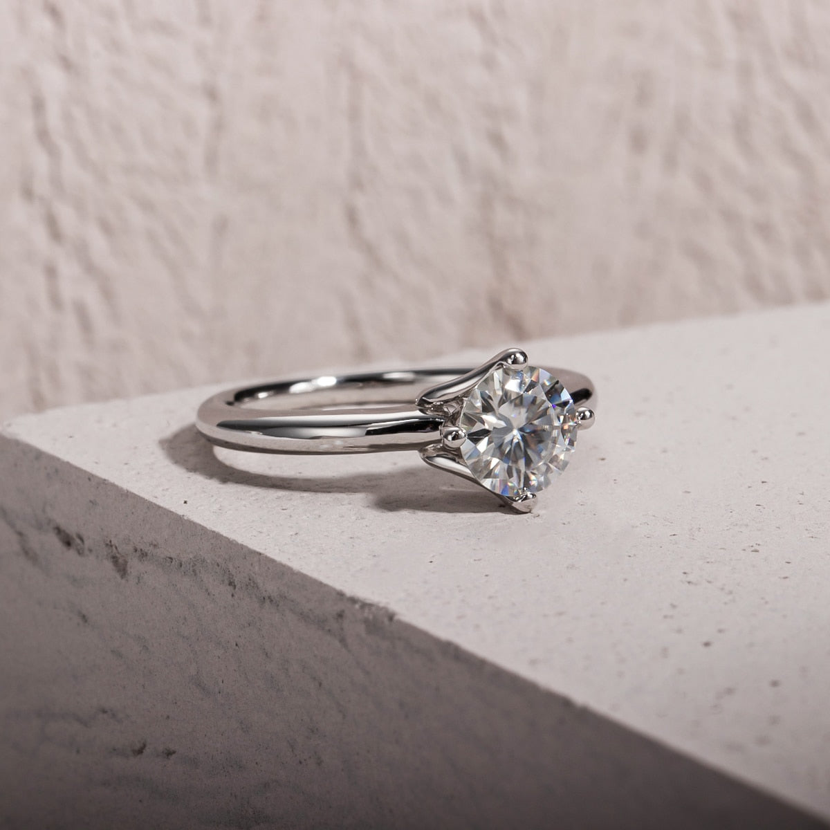 Sterling Silver Moissanite Diamond Engagement Ring UK