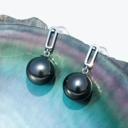 Tahitian Black Pearl Drop Earrings Free Shipping AU