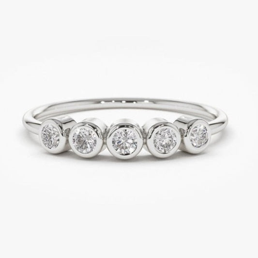 Bezel Set Moissanite Diamond Wedding Ring