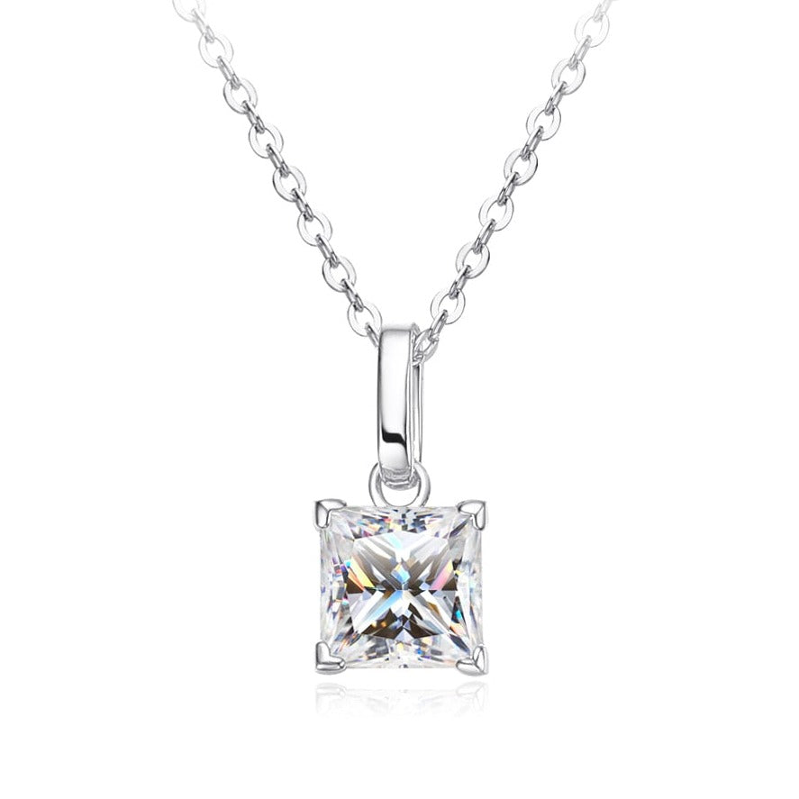 1.2ct Moissanite Diamond Princess Cut Pendant Necklace 925 Sterling Silver Australia