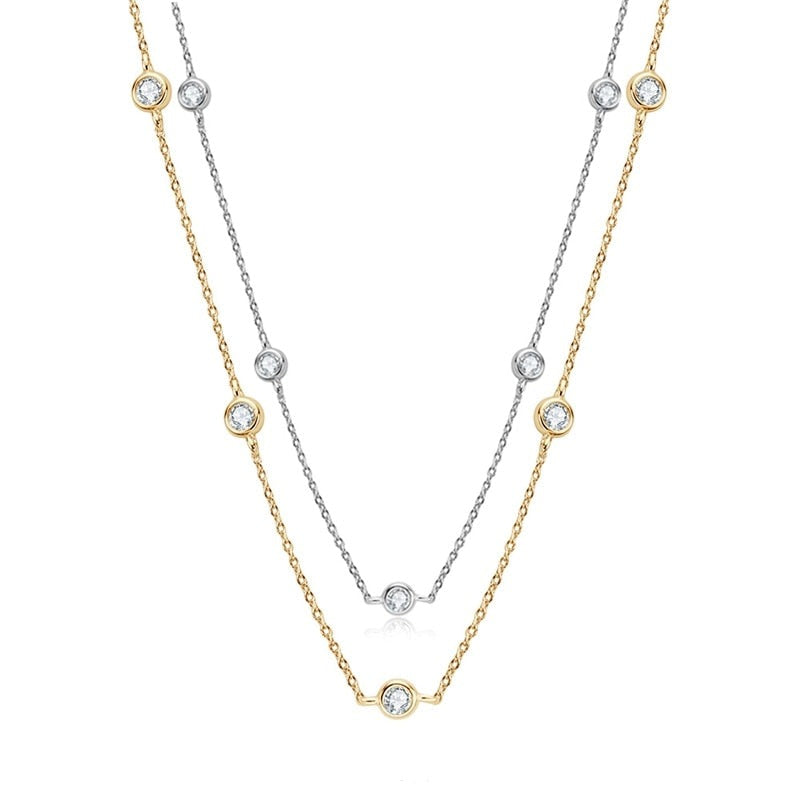 layering necklaces moissanite diamond necklace Bezel set diamond moissanites HollowayJewellery